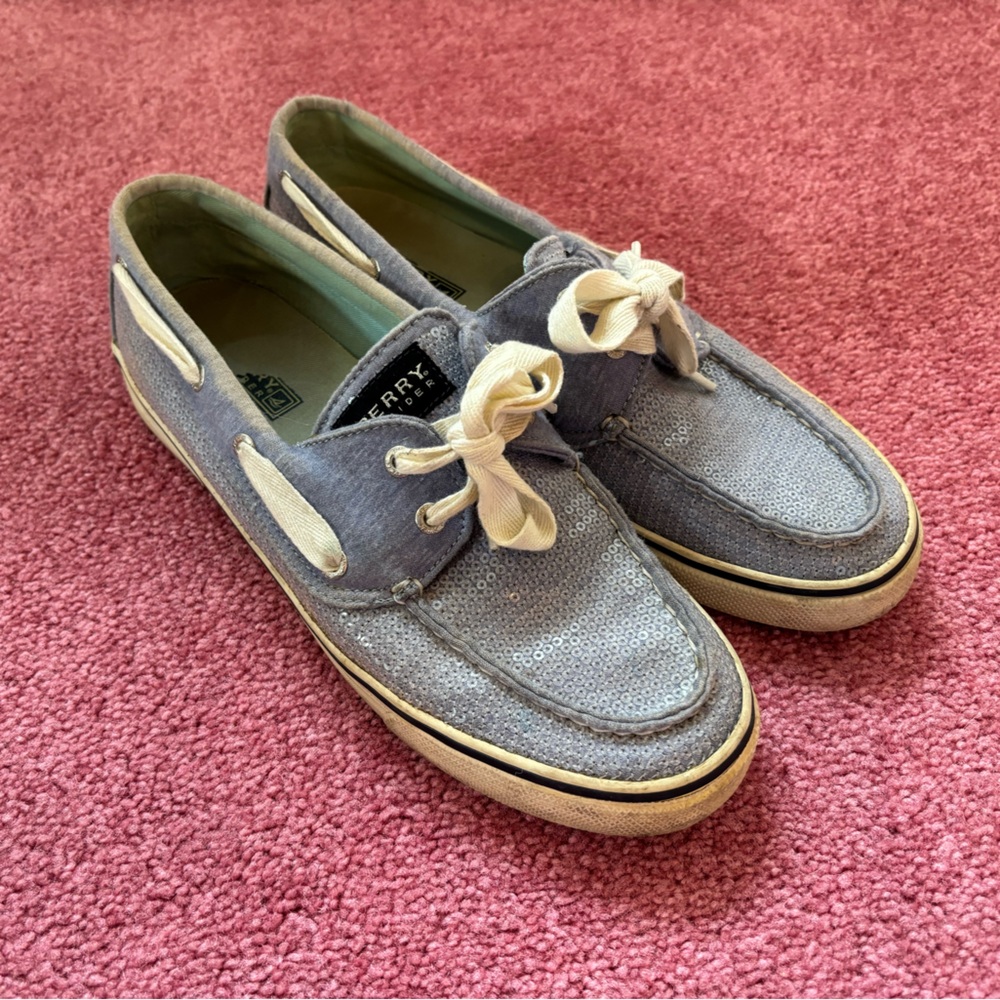 Light Blue Sperry Slip Ons